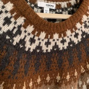 Brown Cream and Dark Grey crew Neck sweater